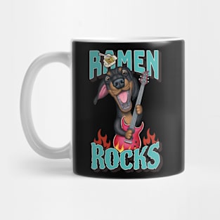 Doxie Dachshund Dog loves Ramen Noodles Ramen Rocks tee Mug